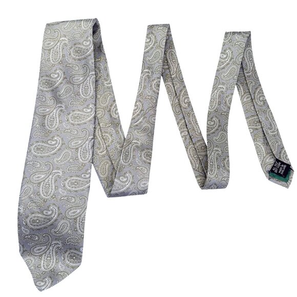 Vintage John Comfort Gray‎ Blue Silk Paisley Necktie Made in London England - Picture 7 of 8